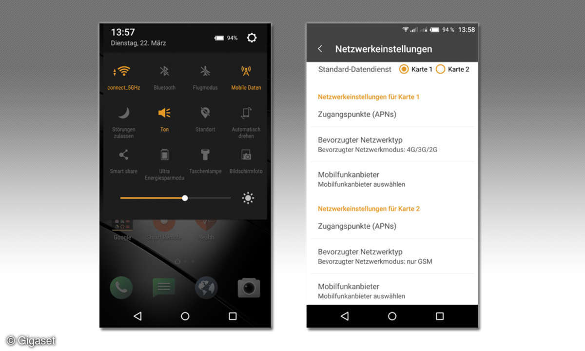 Gigaset ME Pro Schnellmenü und Dual-SIM