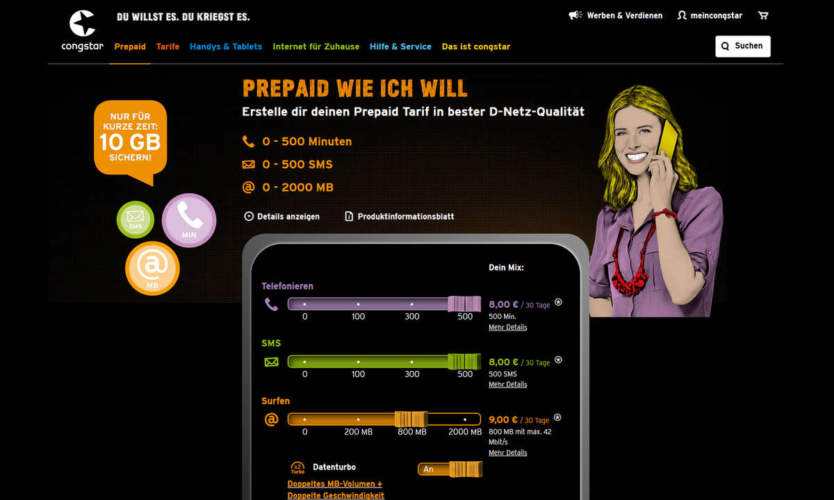 Congstar Prepaid wie ich will Tarif