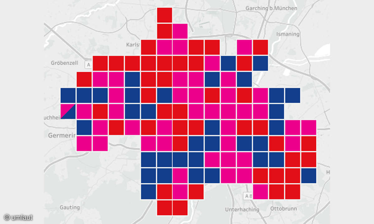 Städte-Wertung-Mobilfunk-Netztest 2021: Karte München