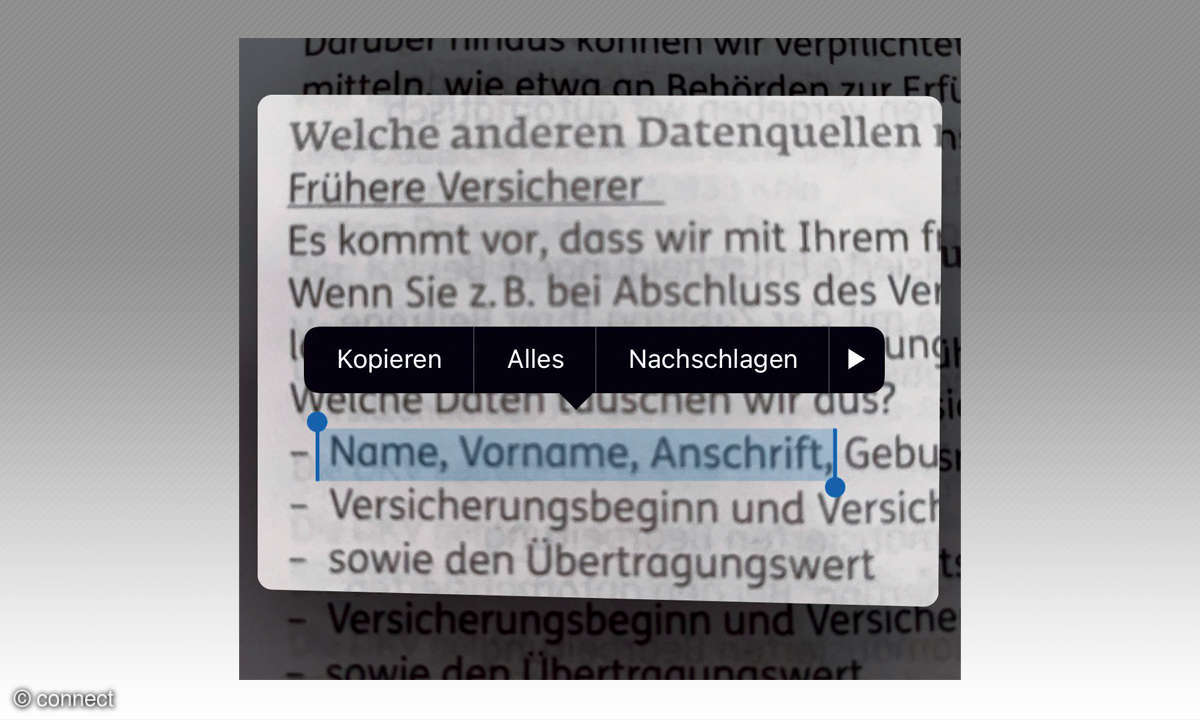 Android: Google Lens erkennt Texte und Zahlen - Screenshot