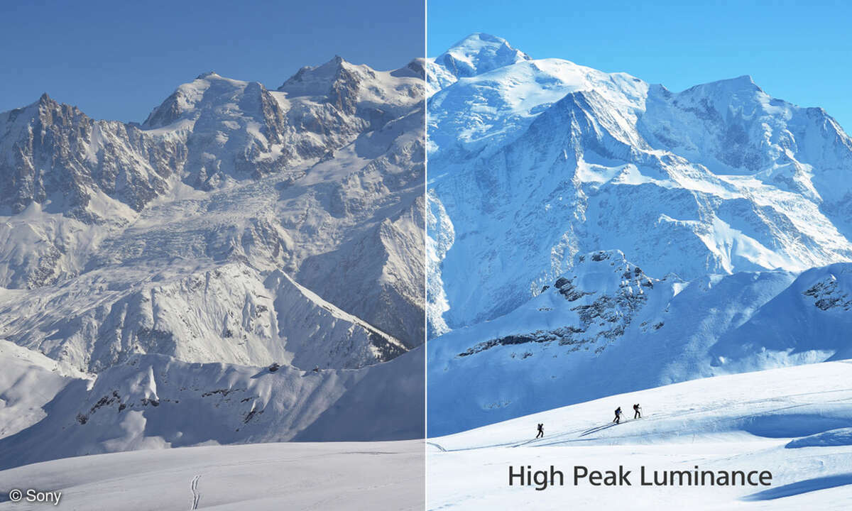 Mit Features wie „High Peak Luminance” soll die Bildqualität, in diesem Fall die Helligkeit, deutlich verbessert werden.