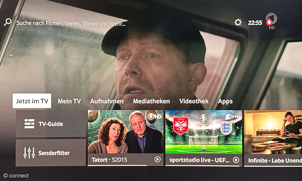 Vodafone GigaTV Net im Test: Screenshot Hauptmenü