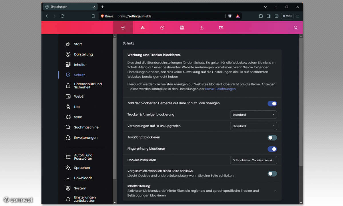 Identitätsschutz: Sceenshot Brave Browser